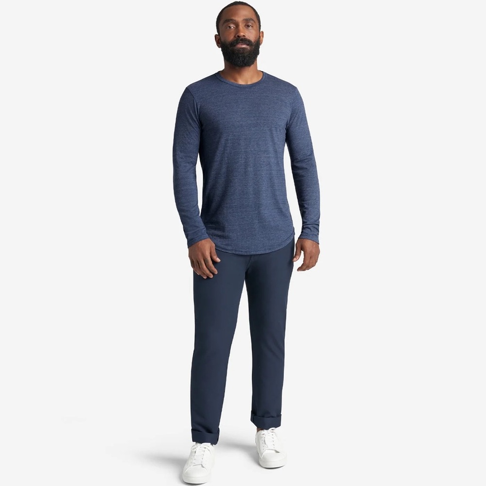 Goodlife Men’s Long Sleeve Crewneck Tee – Large – Blue Heather